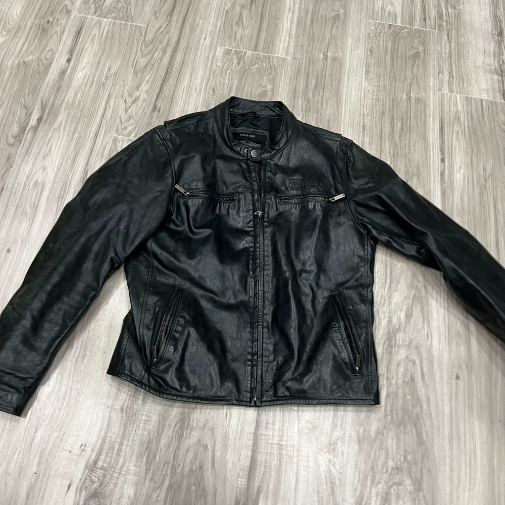 Harley Davidson Leather Riders Jacket Men's Large Black Biker Skull Motorcycle